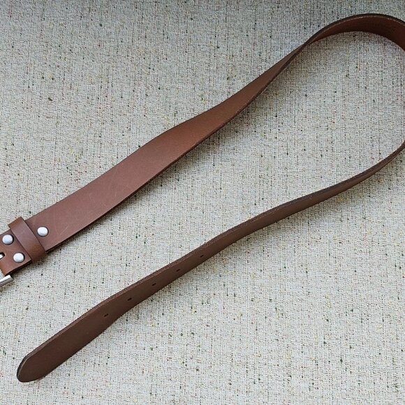 Men Belt Brown Genuine Leather Waistband Unisex Belt Pin Buckle Size 32 inches - Picture 7 of 12